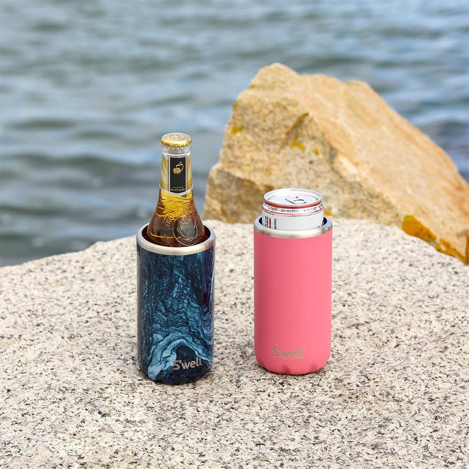 s-well-stainless-steel-chiller-slim-azurite-marble-fits-12-oz-cans-and-slim-bott image 2