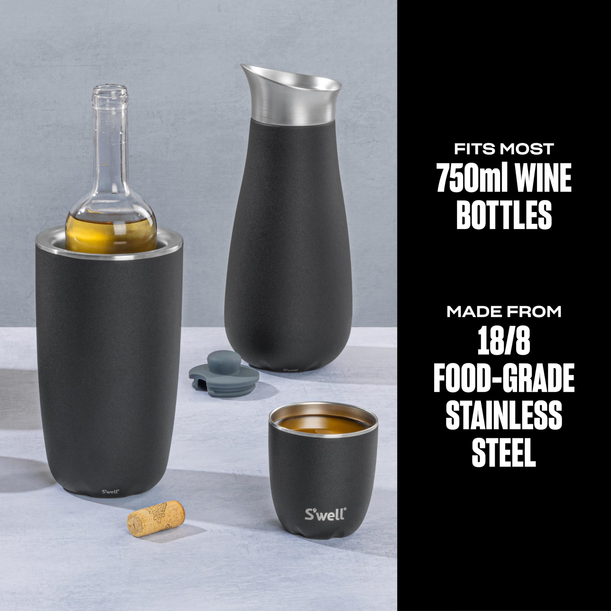 s-well-stainless-steel-wine-chiller-750ml-onyx image 2