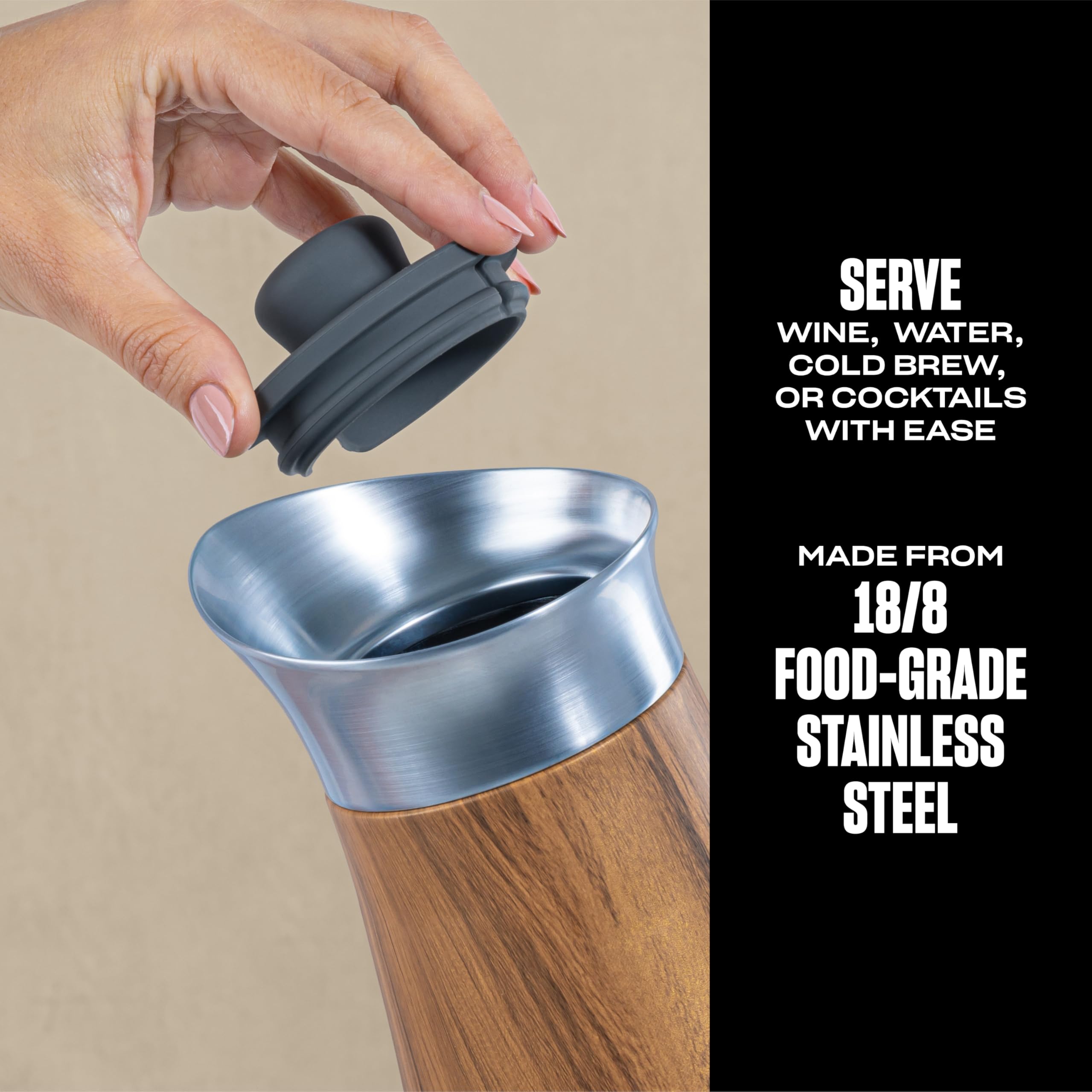 s-well-stainless-steel-carafe-with-silicone-lid-1-5l-teakwood image 2