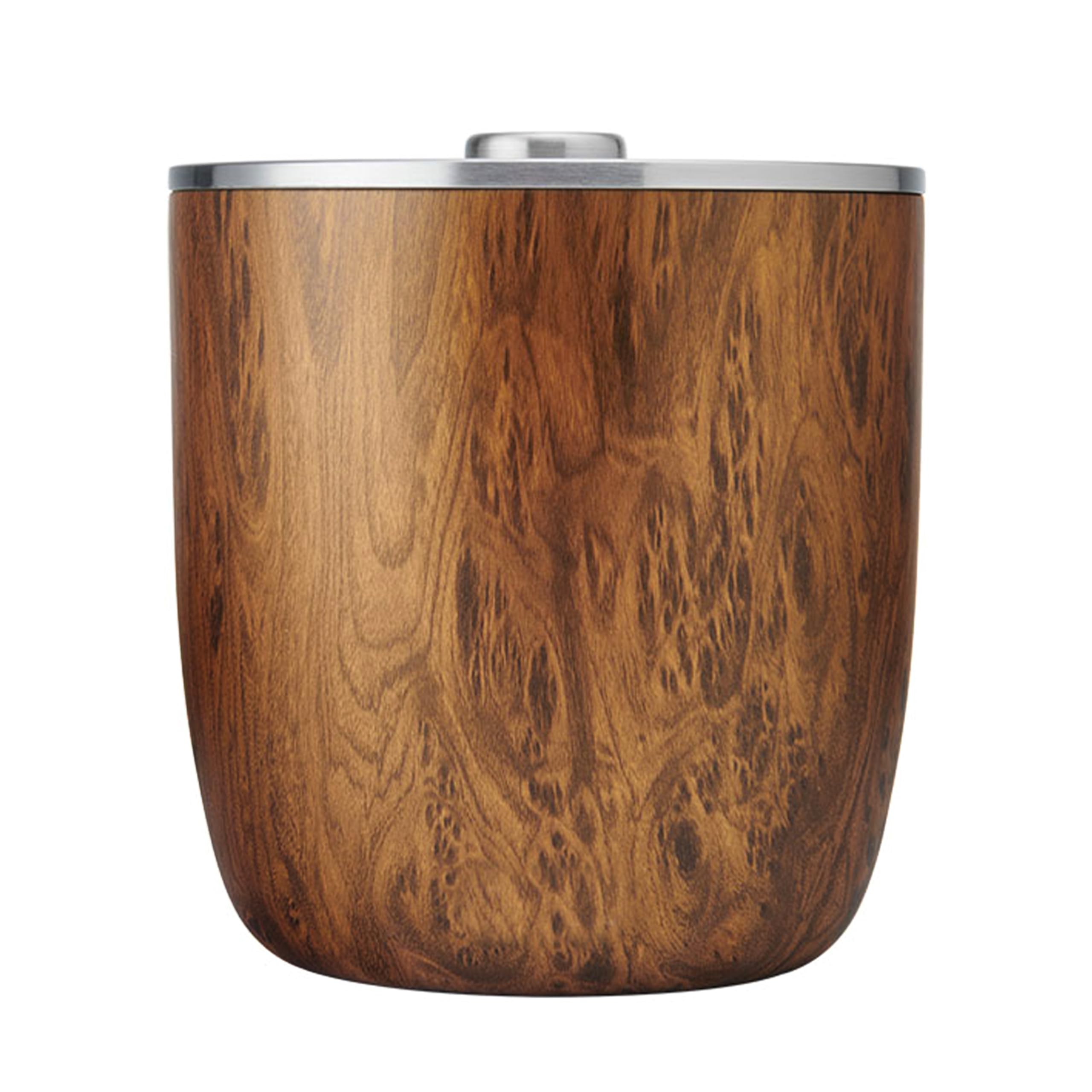 s-well-100-oz-stainless-steel-ice-bucket-xl-with-lid-and-scoop-teakwood-triple-l image 5